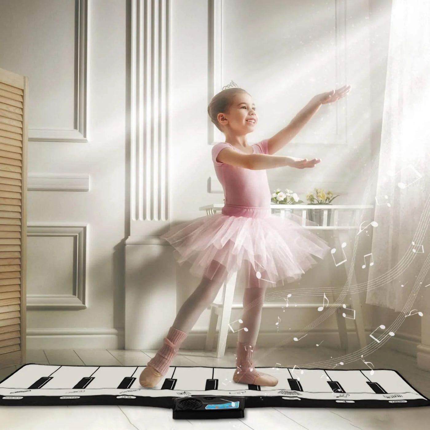 Piano Musical Mat, Musical Toys Floor Piano Keyboard Mat with 8 Instruments Sounds Music Dance Touch Playmat, Early Educational Toys Gifts for 1 2 3 4 5 Year Old Boys Girls Toddlers