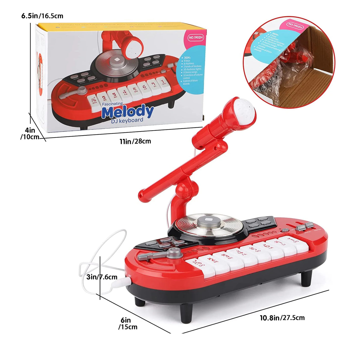 Kids Piano Keyboard with Microphone, 8 Keys Multifunctional Portable Electronic Piano Educational Musical Instrument Toys, Birthday Gifts for Beginner Children Toddler Boys Girls Age 3-6