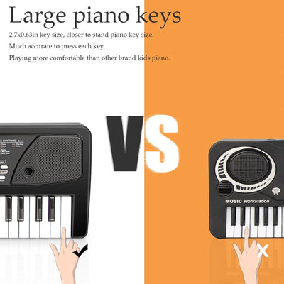 Kids Keyboard Piano 37 Keys Early Learning Educational Musical Keyboard Toy Portable Electronic Music Piano Keyboard for Beginners Boys Girls (Black)