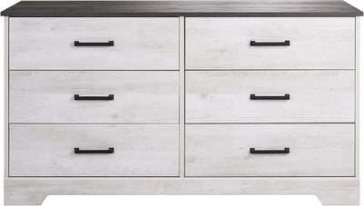 Rustic Ridge Farmhouse 6-Drawer Double Dresser, Washed White Dresser