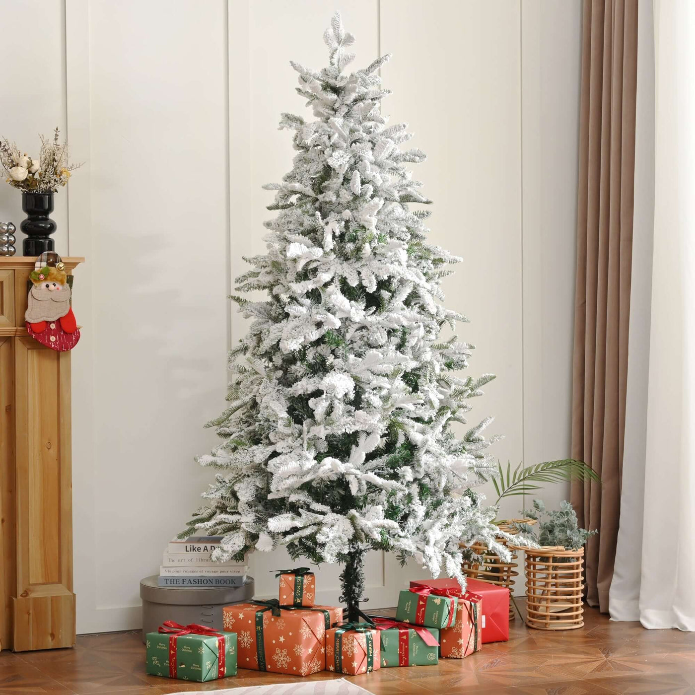 Unlit 7FT Snowy PE PVC Mixed Christmas Tree