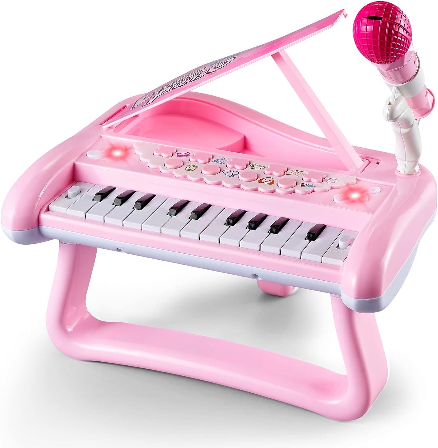 Girls First Birthday Gift Pink Piano Toy for 2 3 Year Old Toddler, Kids Musical Keyboard Instrument with Microphone, Baby Education Present