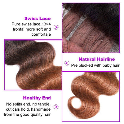 10A Grade #1B/4/30 Body Wave #1B/4/27 BUNDLES with CLOSURES & FRONTALS