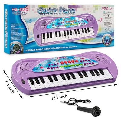Kids Piano, Kids Keyboard 32 Keys Portable Electronic Musical Instrument Multi-Function Music Piano for Kids Early Learning Educational Toy Birthday Xmas Day Gifts (Purple)