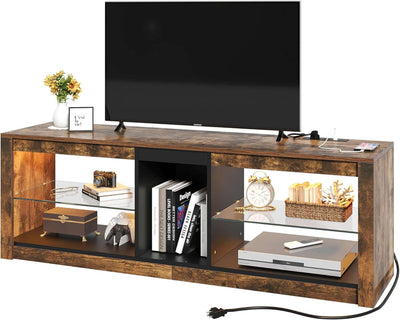 LED TV Stand With RGB Lighting And Power Outlets For 60 Inch TVs