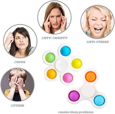 Simple Dimple Fidget Spinner Toys,Rotatable Push Pop Bubble Fidget Sensory Toys,Silicone Sensory Toys to Stress Relief and Anti-Anxiety for Children and Adults (Black)