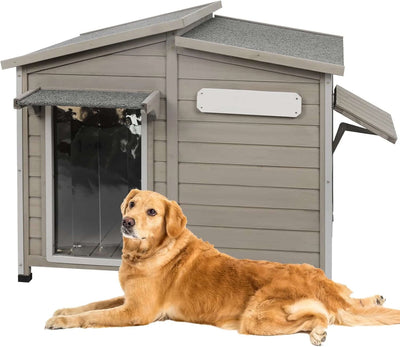 Outdoor Dog House with Raised Feet, Wooden Dog Kennel with Vent Window for Indoor, Ideal for Medium to Large Dogs