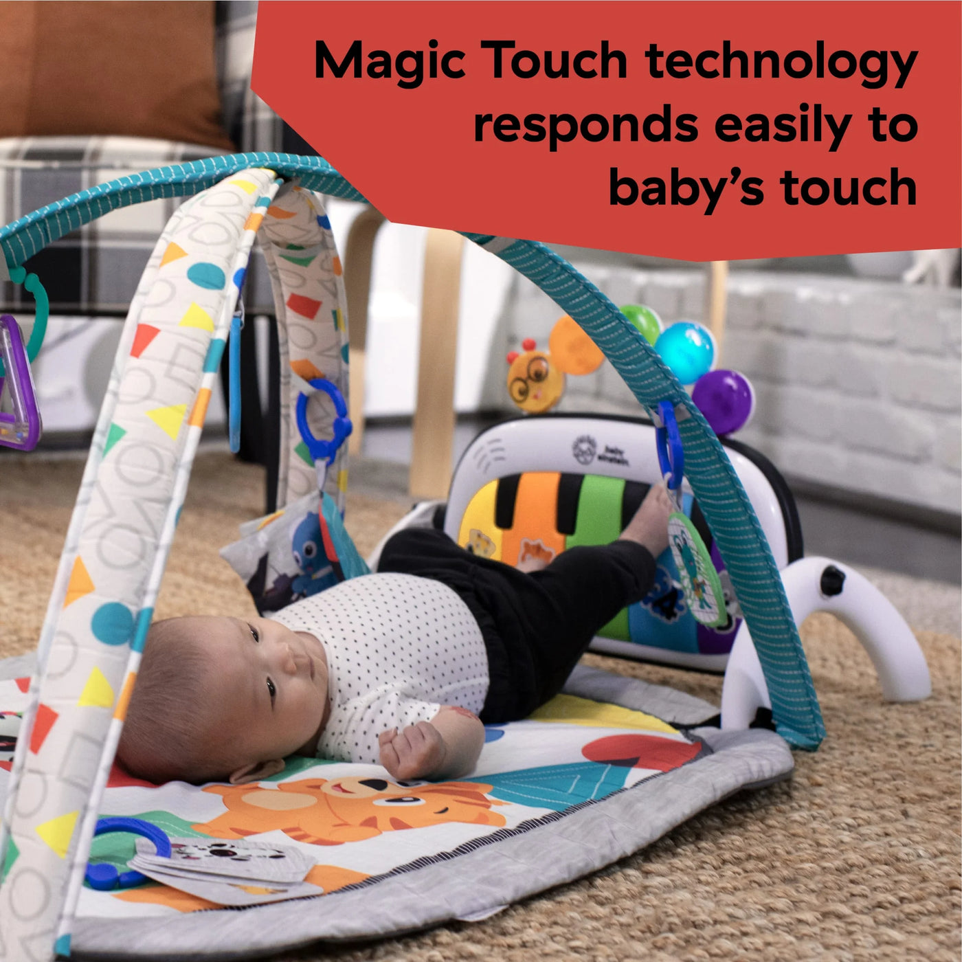 Kickin' Tunes 4-In-1 Infant Baby Activity Gym & Tummy Time Play Mat with Piano, 0-36 Months, Multicolor