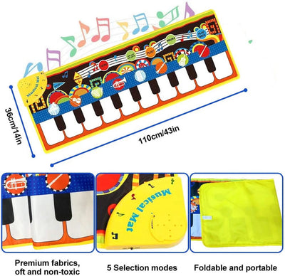 Piano Play Music Mat for Kids - Touch, Step on Keyboard and 8 Selectable Musical Instruments