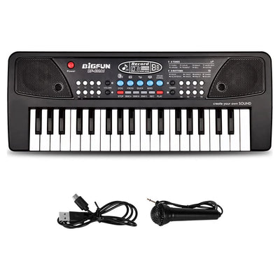 Kids Piano, Kids Keyboard 37 Keys Portable Electronic Musical Instrument Multi-Function Music Piano for Kids Early Learning Educational Toy Birthday Xmas Day Gifts (Black)