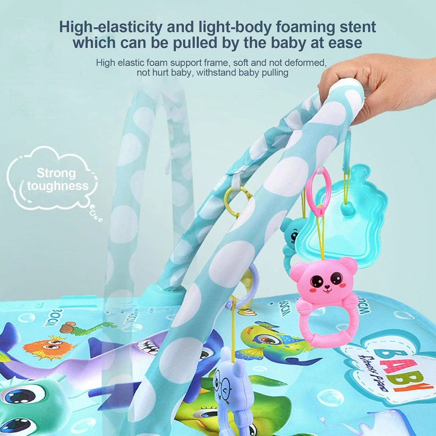 3-In-1 Baby Play Mat & Activity Gym for Infant, Blue