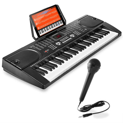 61-Key Digital Music Piano Keyboard with Microphone and Sticker Sheet