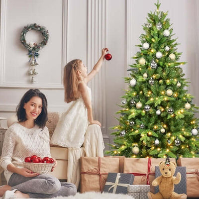 8ft Pre-Lit Christmas Tree with 600 Warm White LED Lights, 2268 Tips