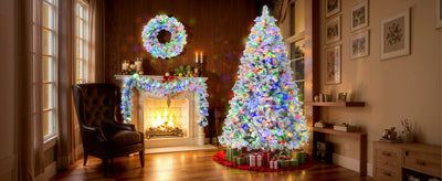 6FT Snow Flocked Christmas Tree Pre Lit Set with Garland