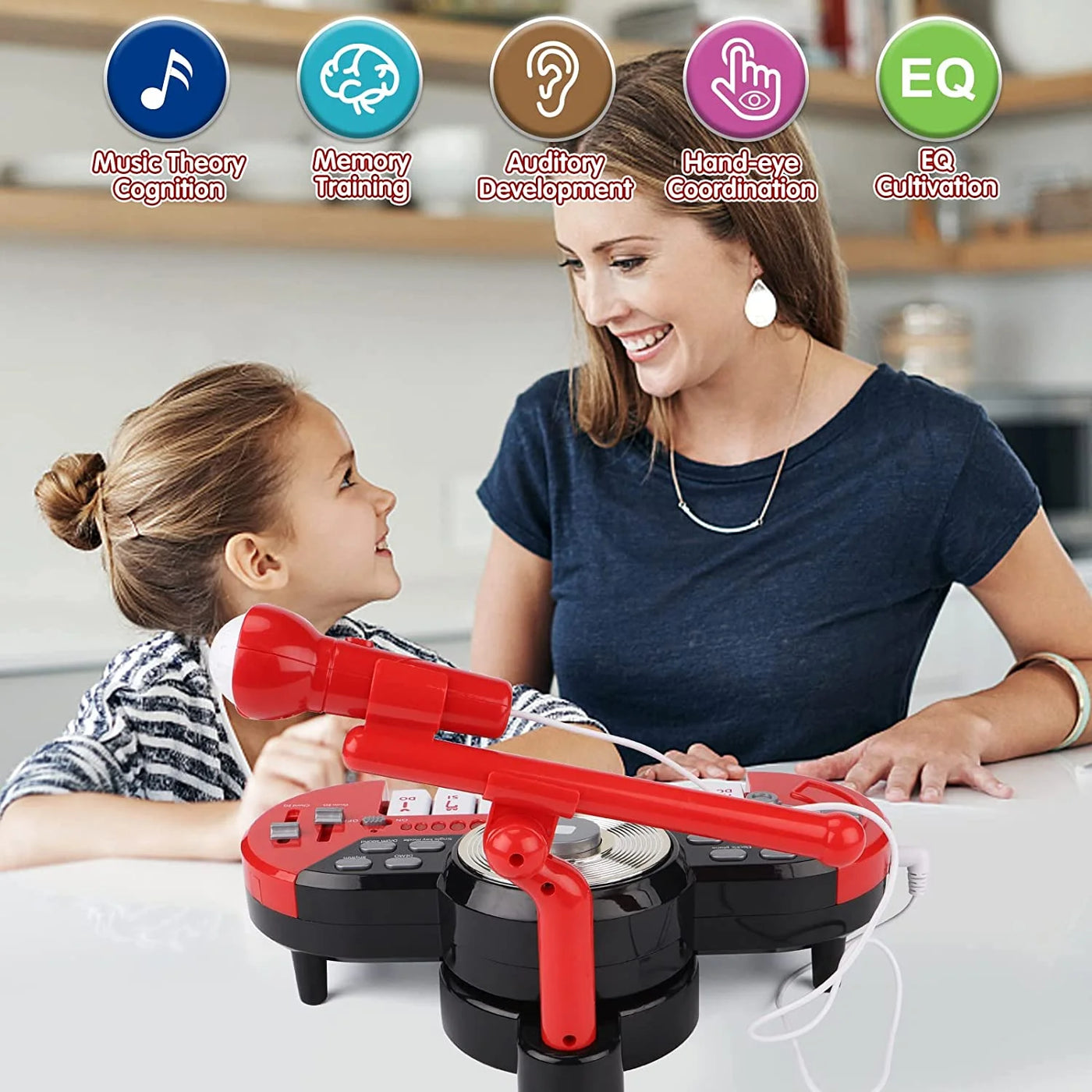 Kids Piano Keyboard with Microphone, 8 Keys Multifunctional Portable Electronic Piano Educational Musical Instrument Toys, Birthday Gifts for Beginner Children Toddler Boys Girls Age 3-6
