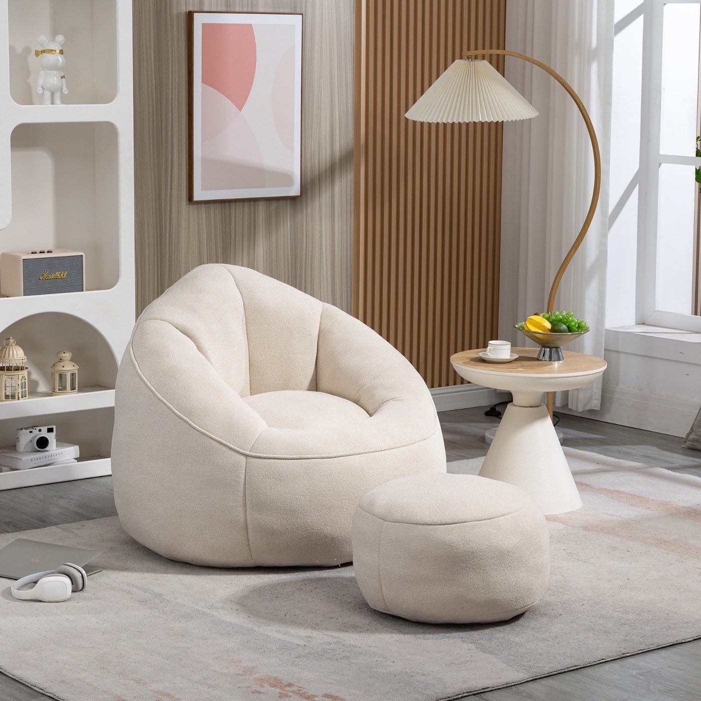 LuneluX_Home – CloudSoft Bean Bag Chair with Footrest