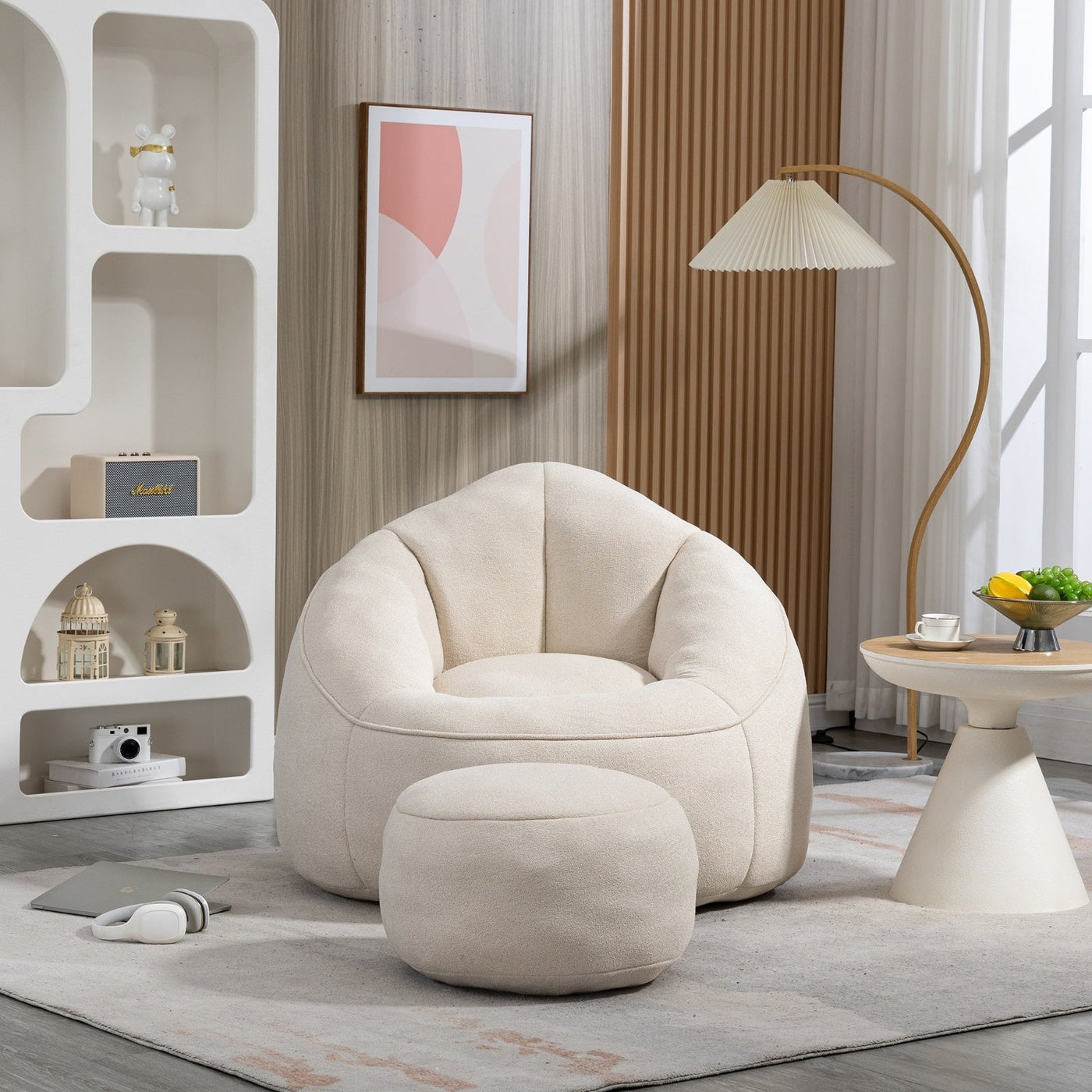 LuneluX_Home – CloudSoft Bean Bag Chair with Footrest