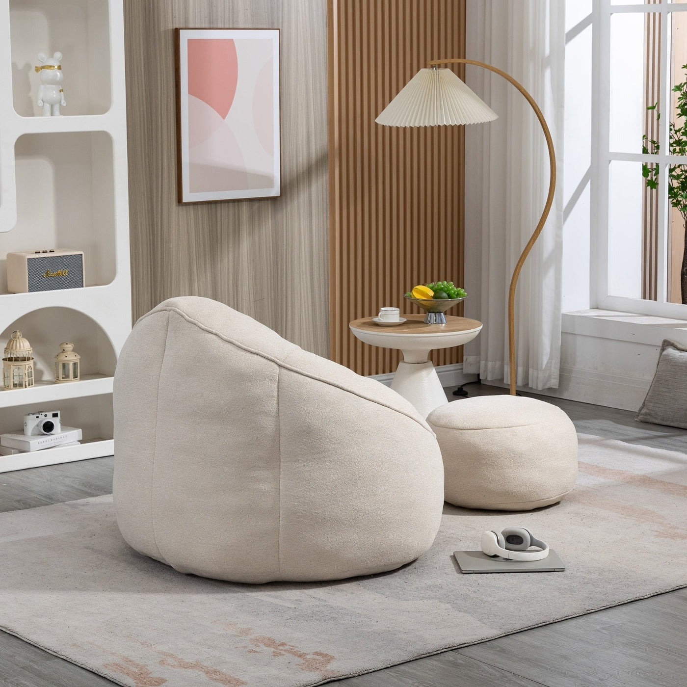 LuneluX_Home – CloudSoft Bean Bag Chair with Footrest