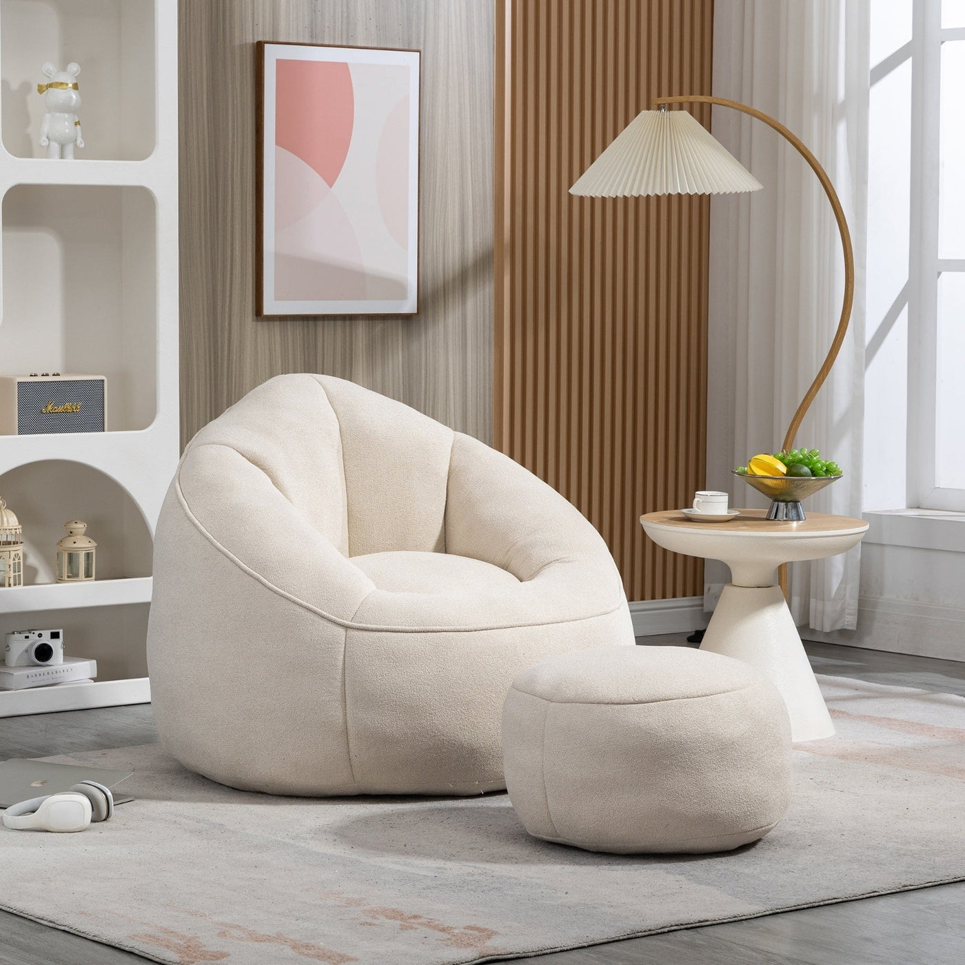 LuneluX_Home – CloudSoft Bean Bag Chair with Footrest