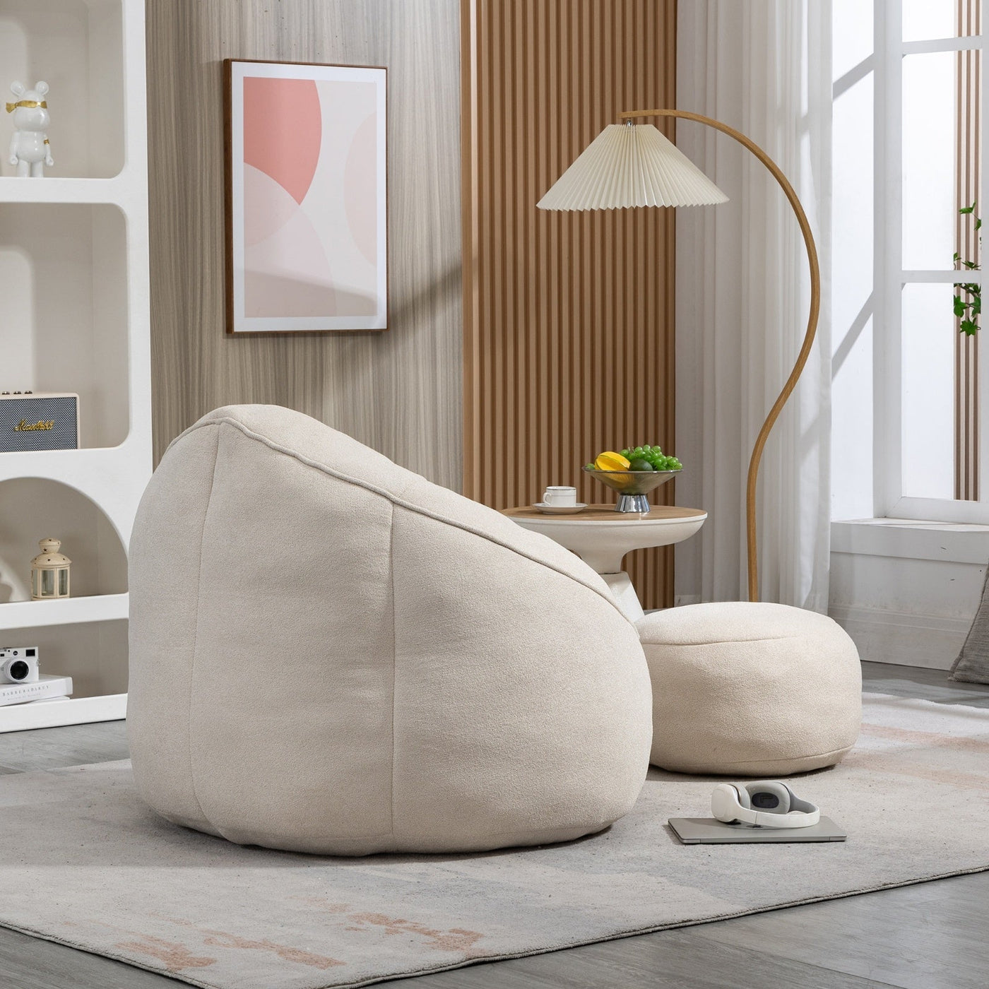 LuneluX_Home – CloudSoft Bean Bag Chair with Footrest