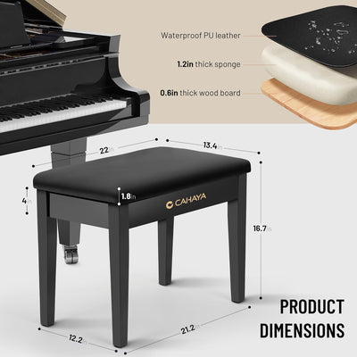 Piano Bench with Storage Compartment - Piano Stool Chair Seat with 1.2In Thick P