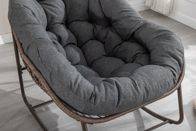 LuneluX_Home – Outdoor Rocking Lounge Chair with Cushion (Grey)