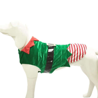 Festive Green Elf Pet Dog Christmas Costume