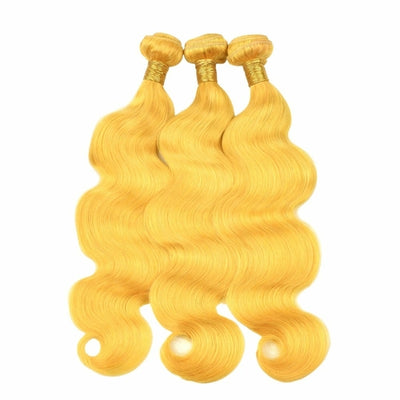 #Yellow 10A Grade #1B/Yellow Body Wave 3/4 BUNDLES with CLOSURES & FRO