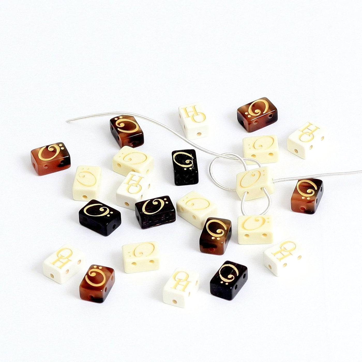 TSTUW TENOR String-Tie Tailpiece Bridgebeads Set for Ukulele, PEARL BONE WHITE Color Bridge Beads.