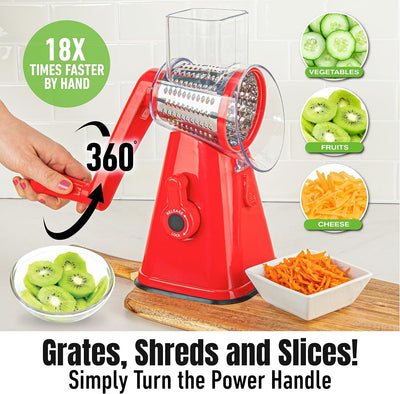 Rotary Cheese Grater with Handle, Cheese Grater Hand Crank, Fast Cutting Grater