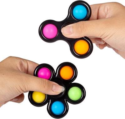 Simple Dimple Fidget Spinner Toys,Rotatable Push Pop Bubble Fidget Sensory Toys,Silicone Sensory Toys to Stress Relief and Anti-Anxiety for Children and Adults (Black)