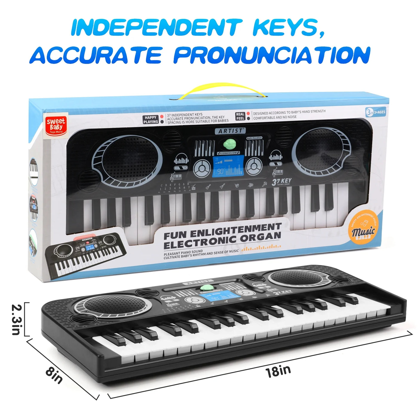 Baby Piano Toys for Kids 1-4 Years, 37 Keys Musical Piano Keyboard for Toddlers, Musical Instrument Toys Birthday Gifts for Toddlers Boys Girls Aged 3-8