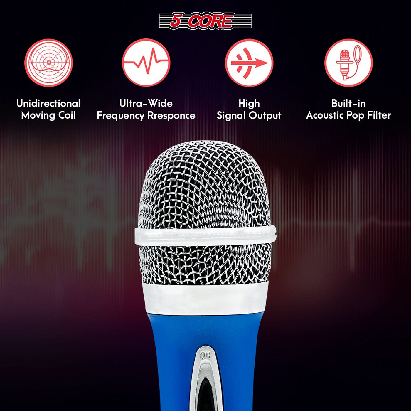 5Core XLR Microphone Dynamic Mic Karaoke Singing Studio Mics Handheld Microfono-2