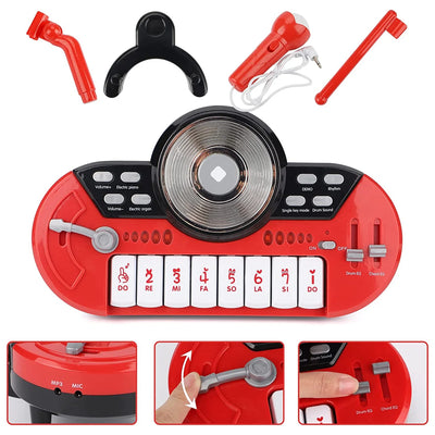 Kids Piano Keyboard with Microphone, 8 Keys Multifunctional Portable Electronic Piano Educational Musical Instrument Toys, Birthday Gifts for Beginner Children Toddler Boys Girls Age 3-6