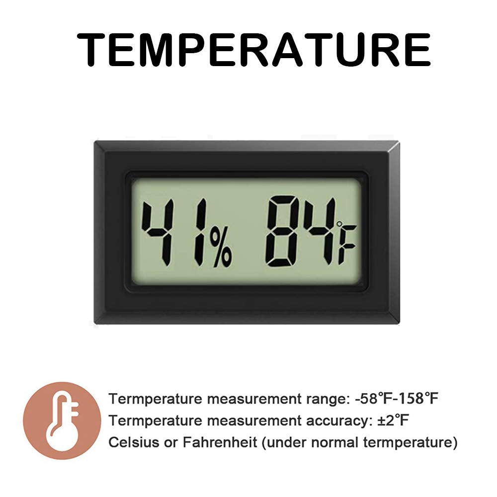 Mini Thermometer Hygrometer, Large Number Fahrenheit LCD Display Digital Temperature Humidity Meters Gauge Indoor for Greenhouse, Garden, Cellar, Fridge (10-Pack)
