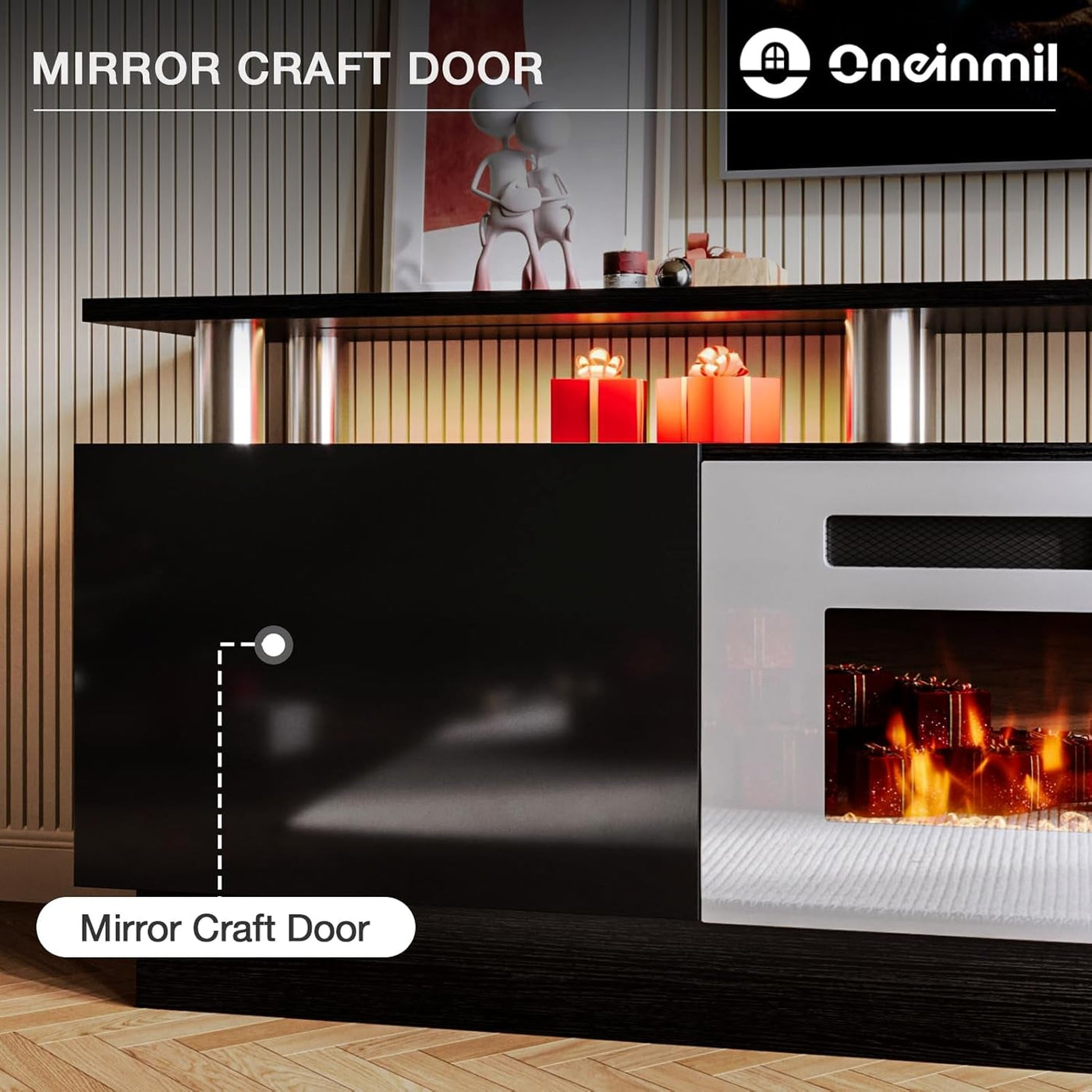 80 Inch Fireplace TV Stand With 36 Inch Electric Fireplace