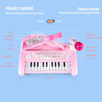 Girls First Birthday Gift Pink Piano Toy for 2 3 Year Old Toddler, Kids Musical Keyboard Instrument with Microphone, Baby Education Present
