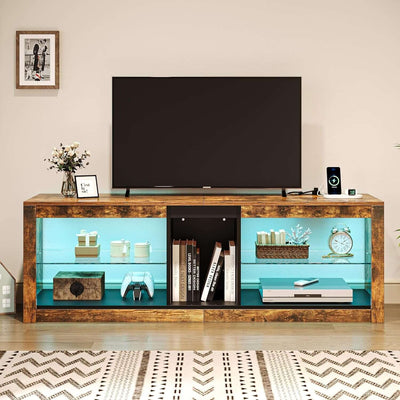 LED TV Stand With RGB Lighting And Power Outlets For 60 Inch TVs