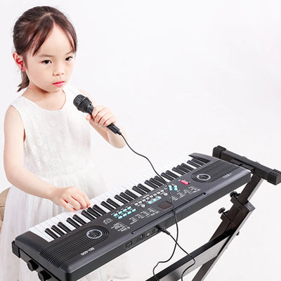 Kids Keyboard Piano, Portable 61 Keys Piano Keyboard for Beginners, Electronic Music Keyboard Kid Piano with Built-In Dual Speaker, Microphone and Adapter, Gift for Boys Girls Ages 3-12