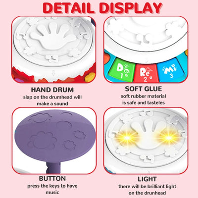 Kids Drum Toy for Toddlers 1-3 Musical Baby Girl Toys for 1 Year Old Girl, Toddler Girl Toys Age 1-2 Birthday Gifts