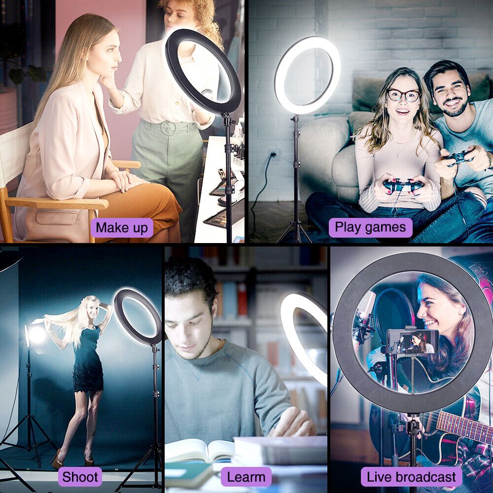 LED Ring Light With Phone Tripod Stand Kit 10" ideal for make up, live streaming, photo shooting, and gaming.