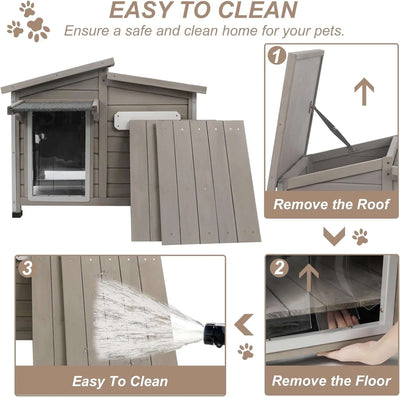 Outdoor Dog House with Raised Feet, Wooden Dog Kennel with Vent Window for Indoor, Ideal for Medium to Large Dogs
