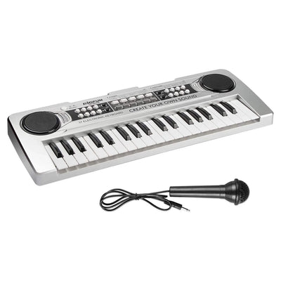 Kids Piano, Kids Keyboard 37 Keys Portable Electronic Musical Instrument Multi-Function Music Piano for Kids Early Learning Educational Toy Birthday Xmas Day Gifts (Silver)