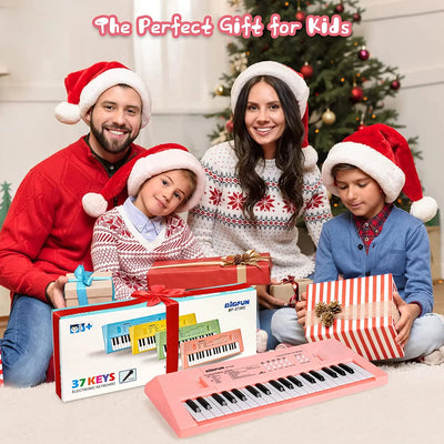 Kids Piano Keyboard, 37 Keys Piano for Kids Music Piano with Microphone Portable Multi-Function Electronic Educational Musical Gift Toys for 3 4 5 6 Year Old Girls Boys Beginners (Pink)
