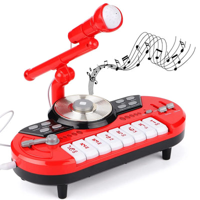 Kids Piano Keyboard with Microphone, 8 Keys Multifunctional Portable Electronic Piano Educational Musical Instrument Toys, Birthday Gifts for Beginner Children Toddler Boys Girls Age 3-6