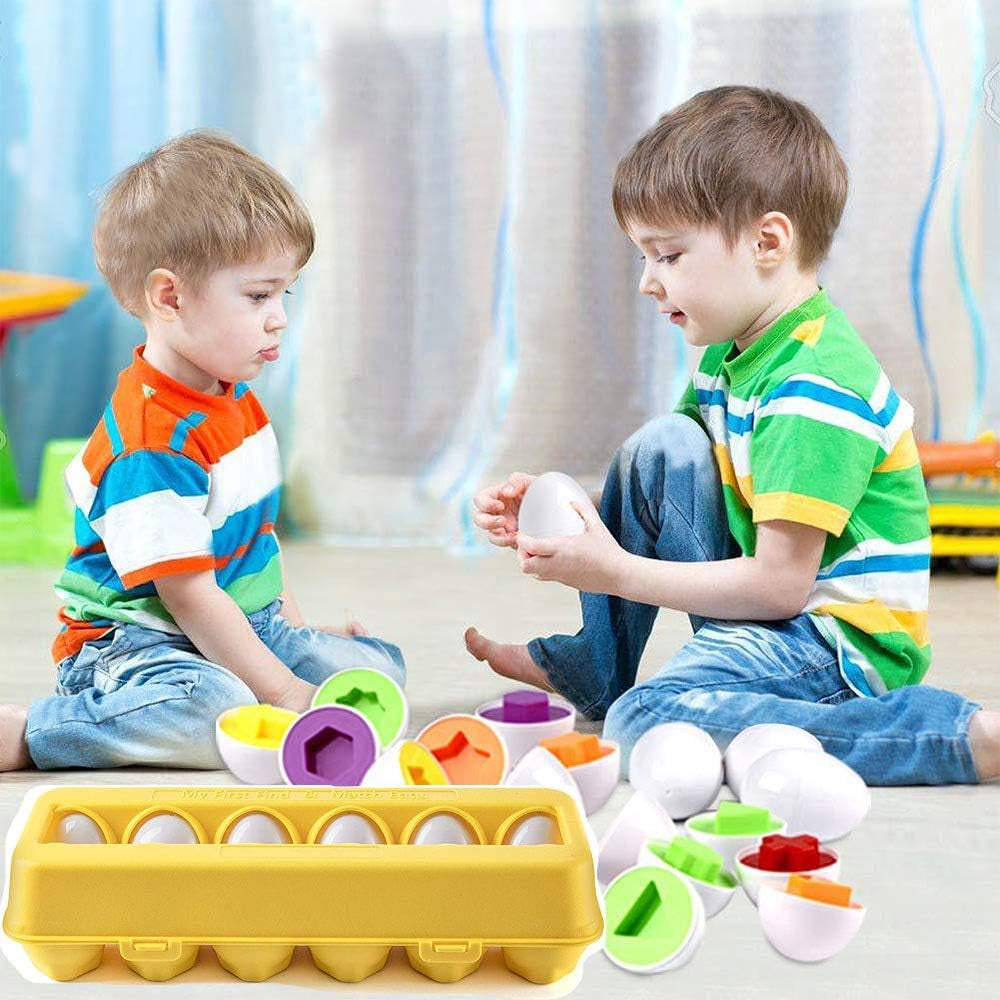 Easter Matching Eggs Connect Eggs Parlour Games Toys Gifts for 1 2 3 Years Old Kids Toddler Baby Girls Boys Shape Color