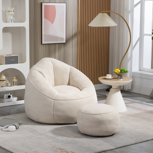 LuneluX_Home – CloudSoft Bean Bag Chair with Footrest