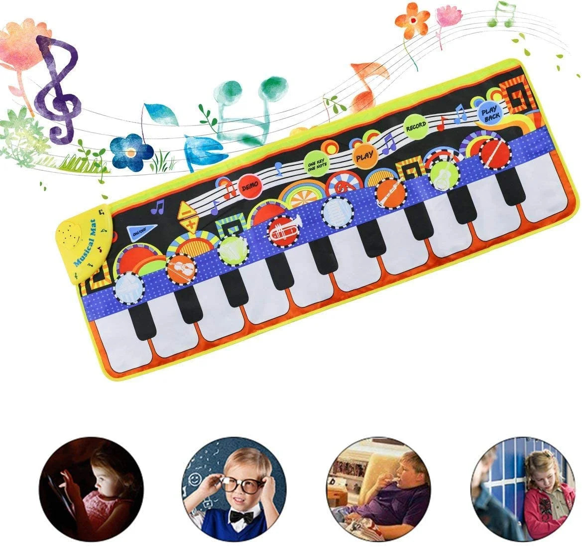 Piano Play Music Mat for Kids - Touch, Step on Keyboard and 8 Selectable Musical Instruments