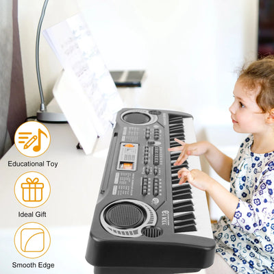 61 Keys Digital Music Keyboard,  Electric Piano Musical Instrument Kids Learning Keyboard with Microphone for Beginners Kids Girls Boys Adults, Black