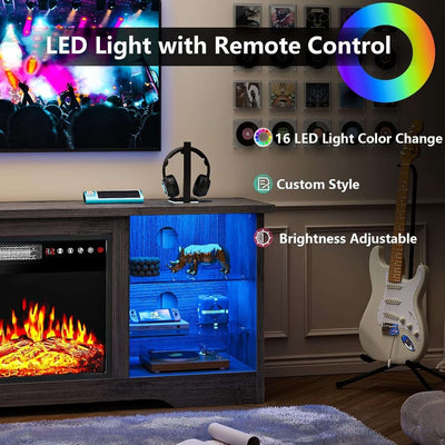 Fireplace TV Stand 18 Inch Electric Fireplace Gray